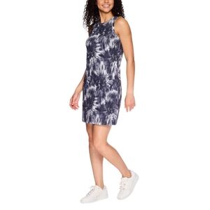 GAIAM Gray and White Halter Sheath Midi Dress Casual